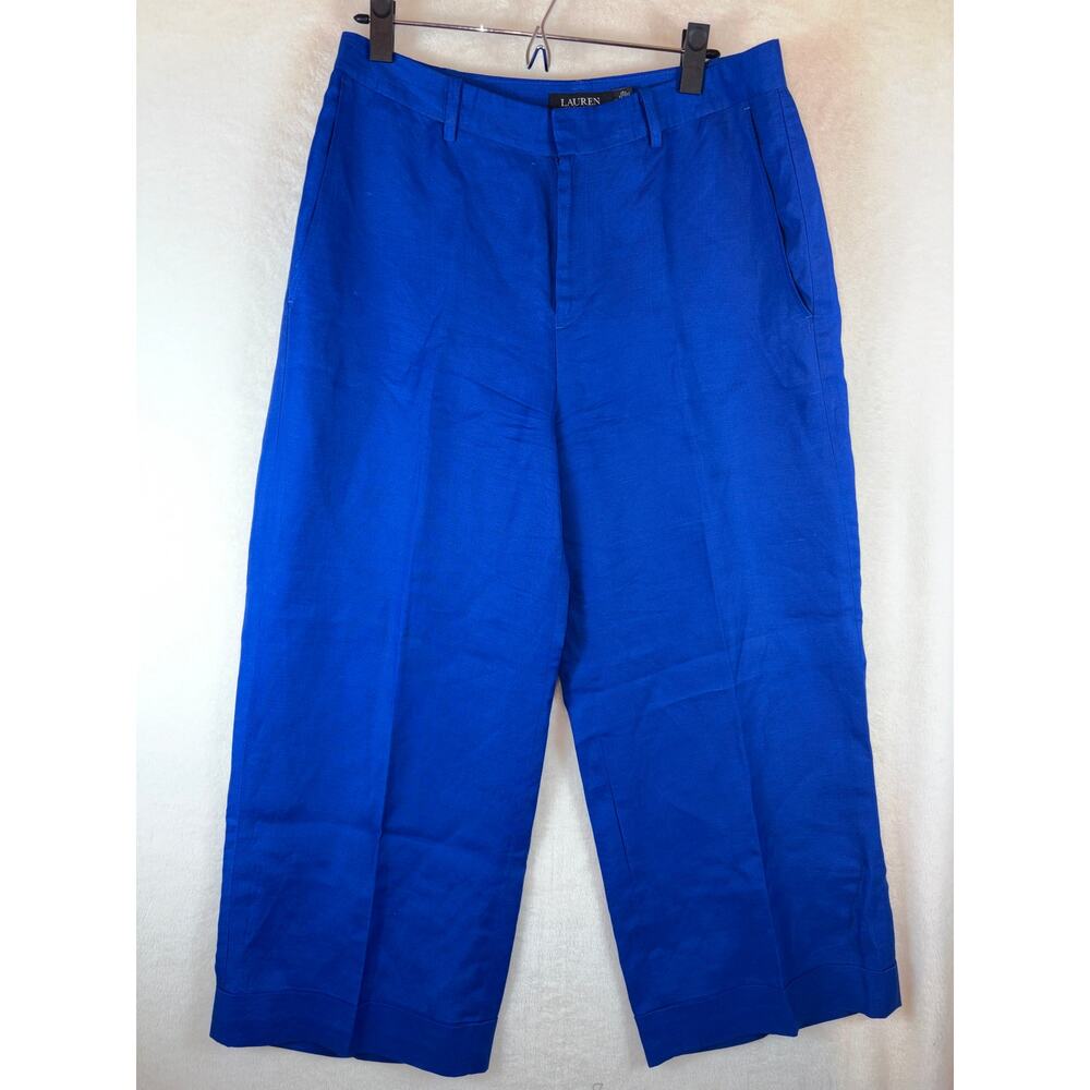 Ralph Lauren linen blue pants, size 10 Linen-Blend Twill Cropped Trousers